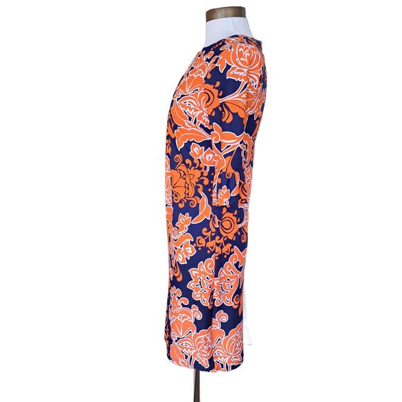Jude Connally Nancy U-neck Shift Dress Size XS Orange Blue Floral Gators - Picture 4 of 8